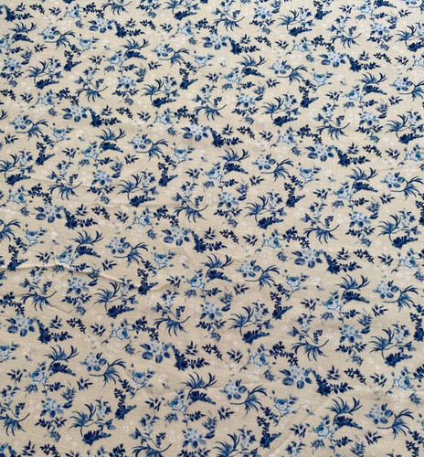 Blue floral viscose fabric - blue,