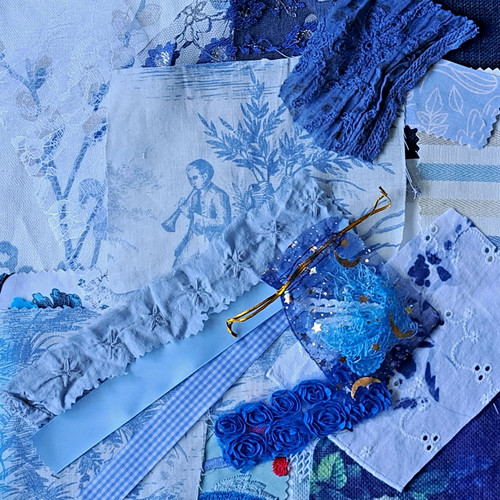 Blue fabric scrap bundle - blue,