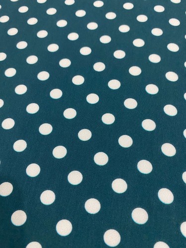 Teal white polka dot viscose - teal,