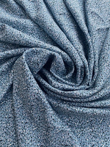 Blue speckled viscose fabric - blue,