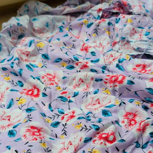 Lilac floral cotton - cotton, viscose
