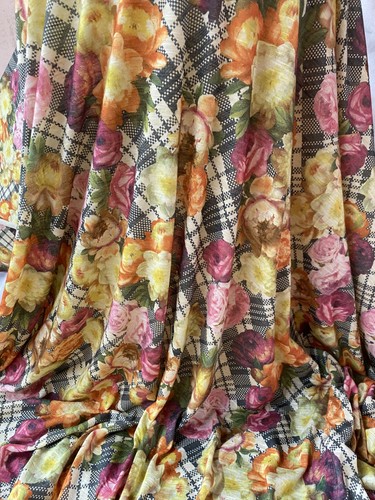 Metres floral plaid viscose - metres,